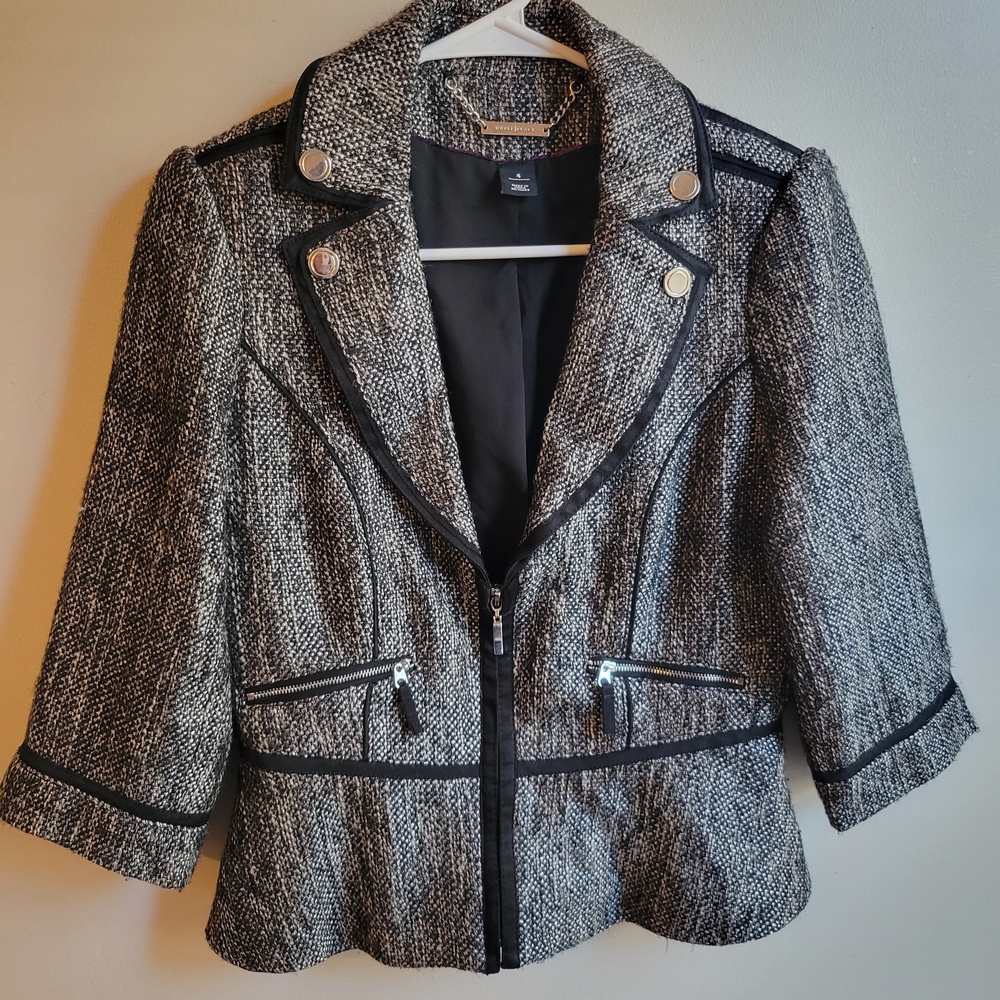 White House Black Market Black and Gray Tweed Blazer, S/4